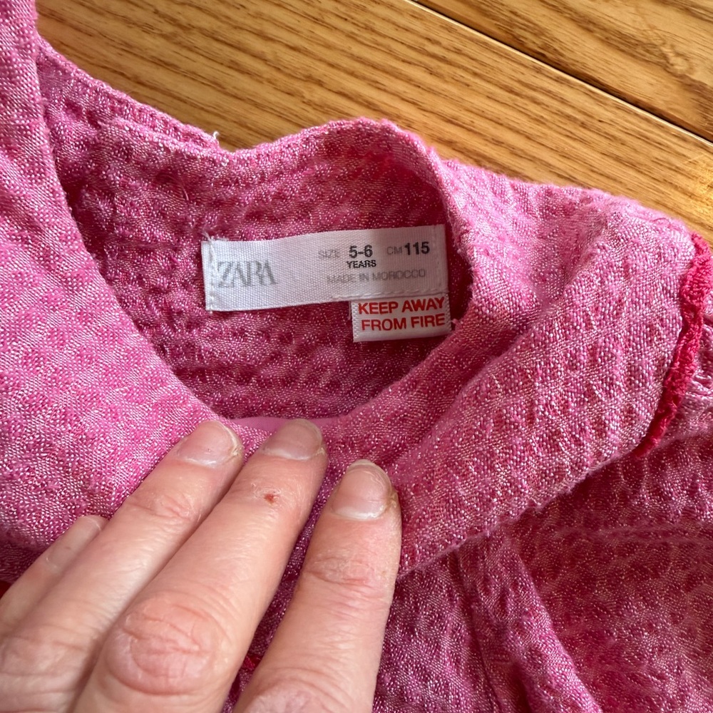 Zara Pink Textured Puff-Sleeve Dress - Picture 6 of 6
